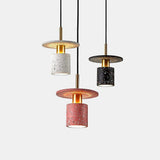 Modern Terrazzo Cement Cylinder LED Pendant Light for Kitchen Island and Minimalist Dining Room