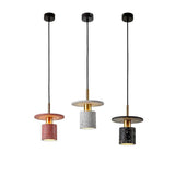 Modern Terrazzo Cement Cylinder LED Pendant Light for Kitchen Island and Minimalist Dining Room