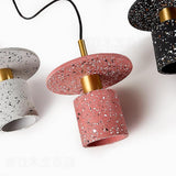Modern Terrazzo Cement Cylinder LED Pendant Light for Kitchen Island and Minimalist Dining Room