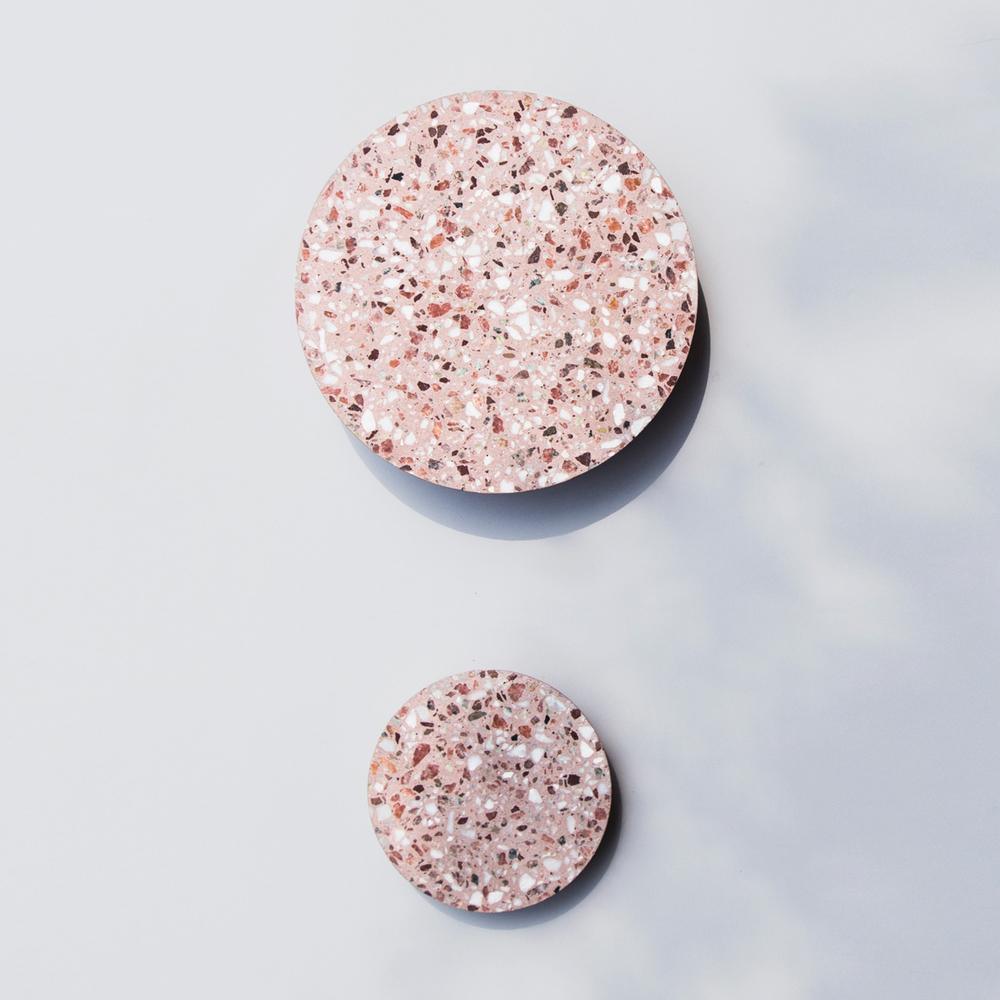 Modern Terrazzo Floating Disc Wall Sconce Backlit Integrated LED Lighting