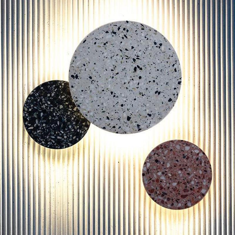 Modern Terrazzo LED Outdoor Wall Sconce Waterproof Circular Porch Light for Garden and Patio