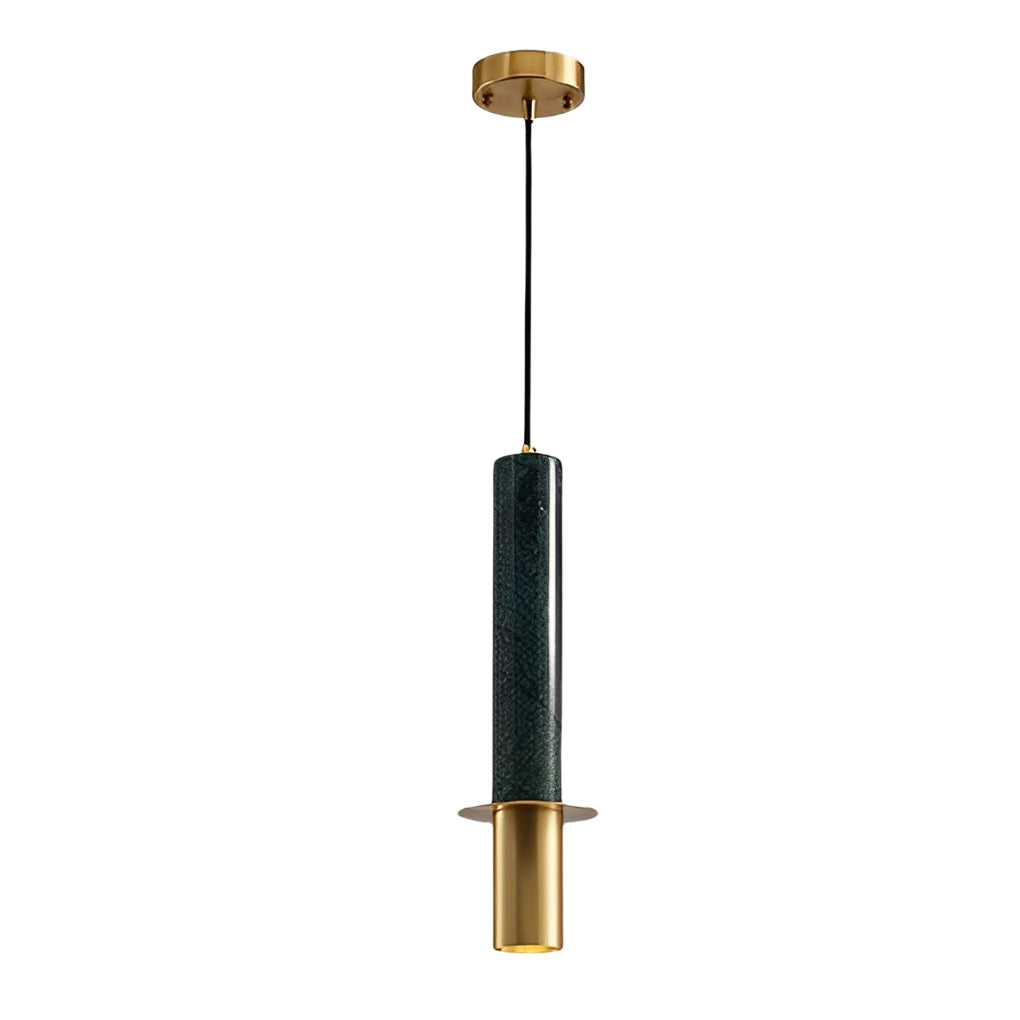 Modern Terrazzo Marble Cylindrical Pendant Light LED Hanging Spotlight for Bedside and Kitchen