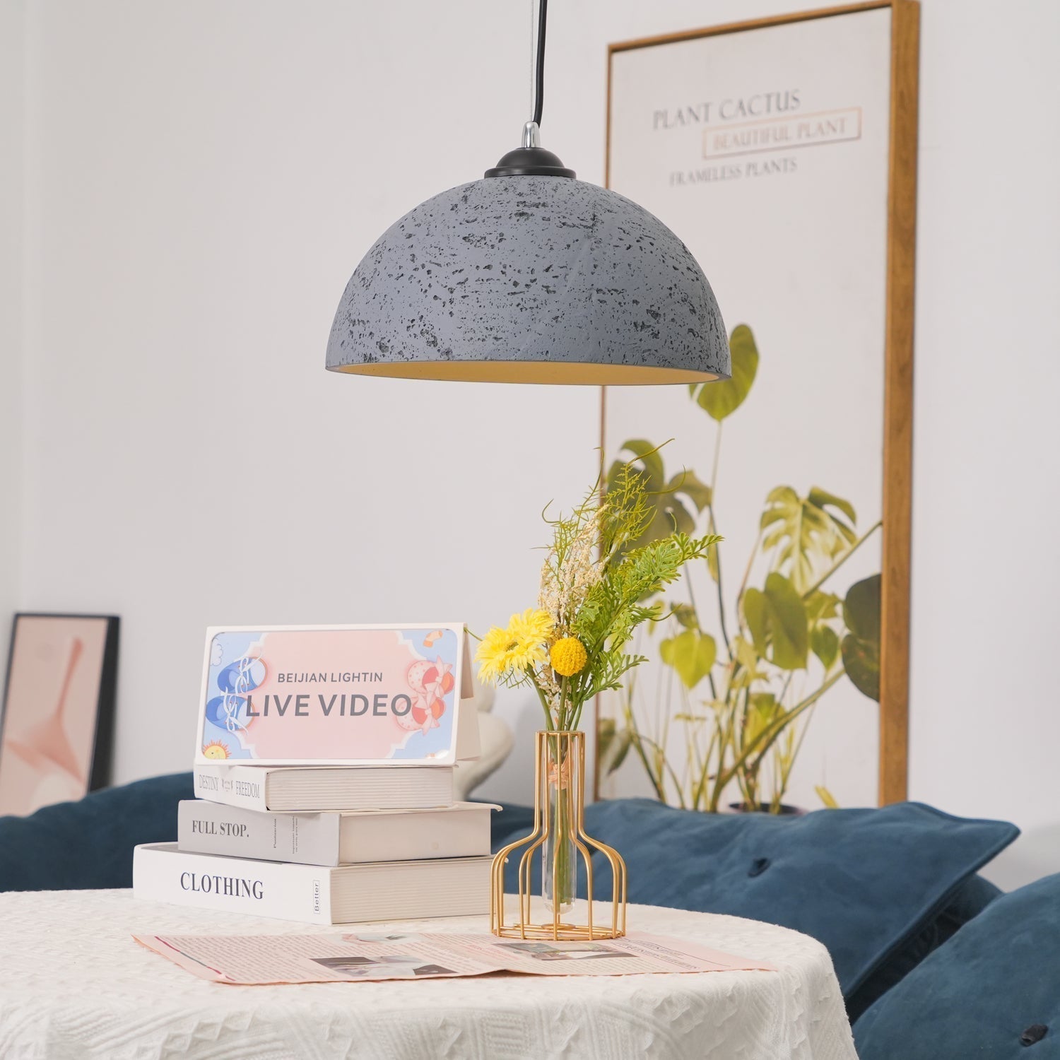 Modern Textured Composite Dome Pendant Light Minimalist Droplight for Home