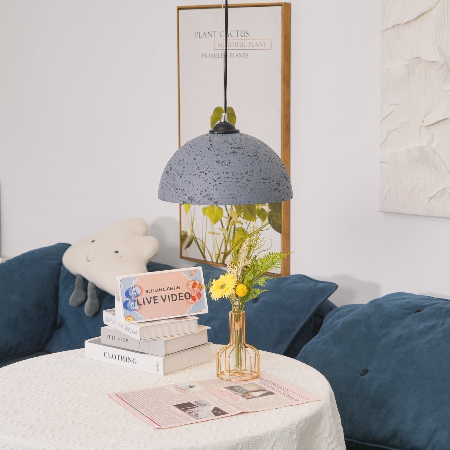 Modern Textured Composite Dome Pendant Light Minimalist Droplight for Home