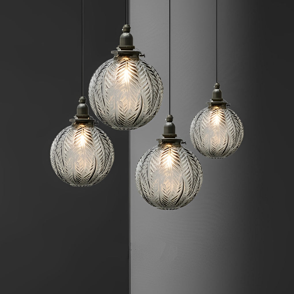 Modern Textured Glass Ball LED Pendant Light with 3 Step Dimming for Bedside