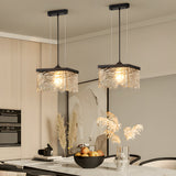 Modern Textured Glass Chandelier for Dining Room with 3 Color Dimming Lighting Modes