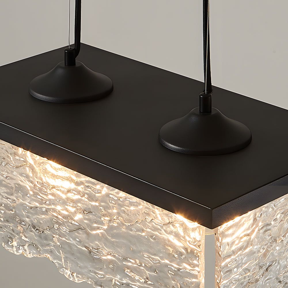 Modern Textured Glass Chandelier for Dining Room with 3 Color Dimming Lighting Modes