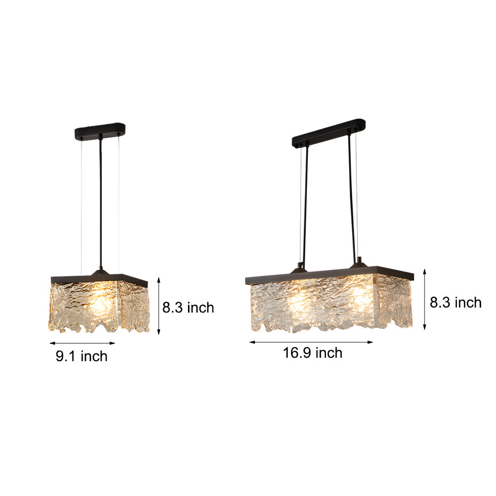 Modern Textured Glass Chandelier for Dining Room with 3 Color Dimming Lighting Modes