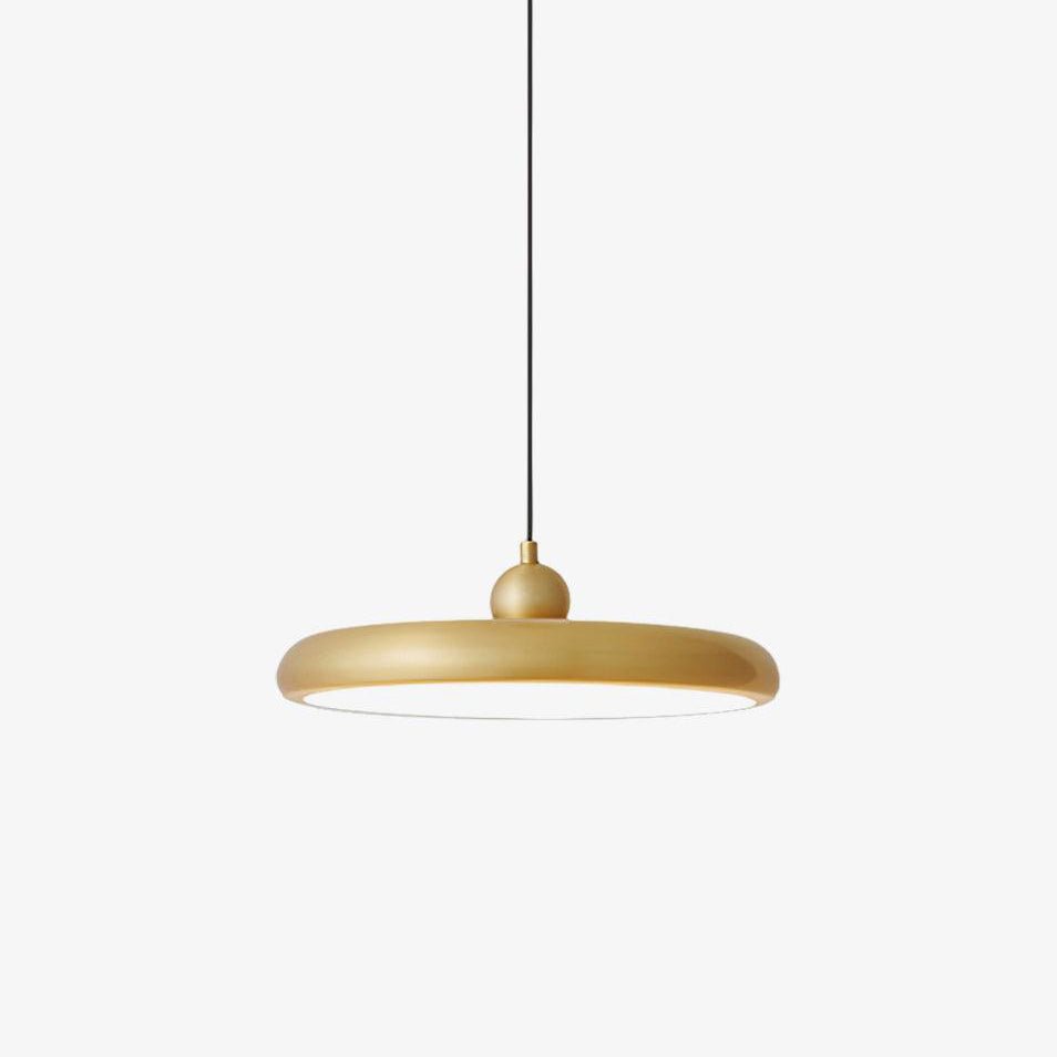 Modern Thin Disc LED Pendant Light Slim Brass Acrylic Minimalist Hanging Lamp