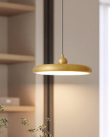 Modern Thin Disc LED Pendant Light Slim Brass Acrylic Minimalist Hanging Lamp