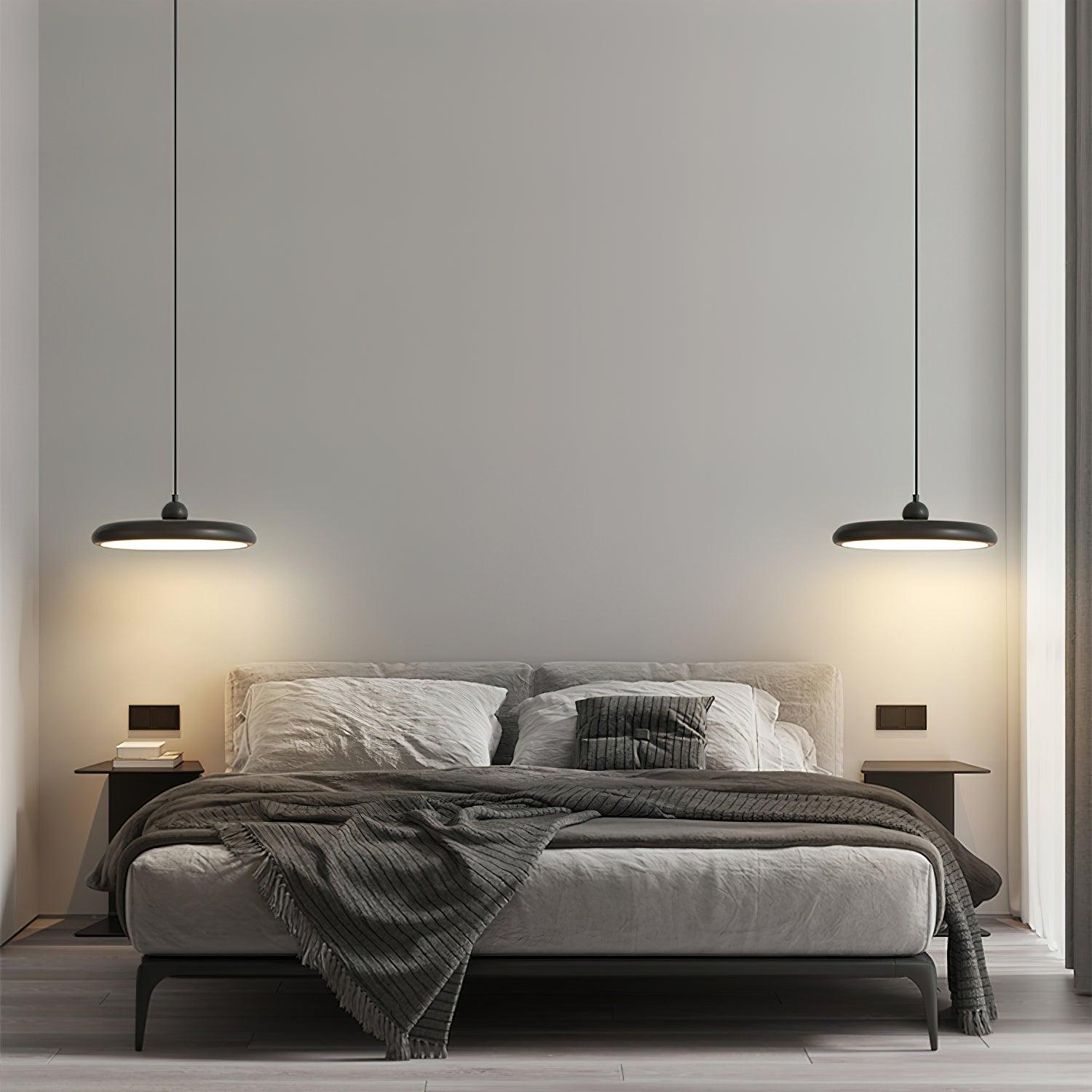 Modern Thin Disc LED Pendant Light Slim Brass Acrylic Minimalist Hanging Lamp