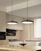 Modern Thin Disc LED Pendant Light Slim Brass Acrylic Minimalist Hanging Lamp