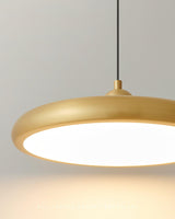 Modern Thin Disc LED Pendant Light Slim Brass Acrylic Minimalist Hanging Lamp