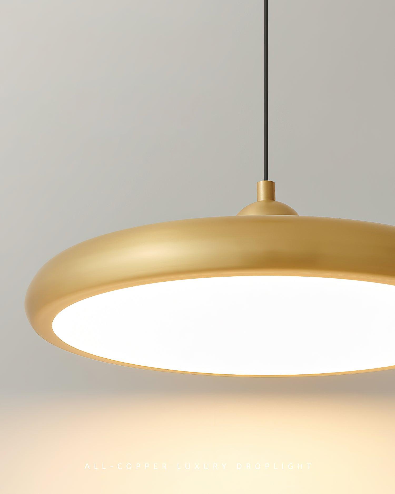 Modern Thin Disc LED Pendant Light Slim Brass Acrylic Minimalist Hanging Lamp