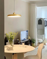 Modern Thin Disc LED Pendant Light Slim Brass Acrylic Minimalist Hanging Lamp