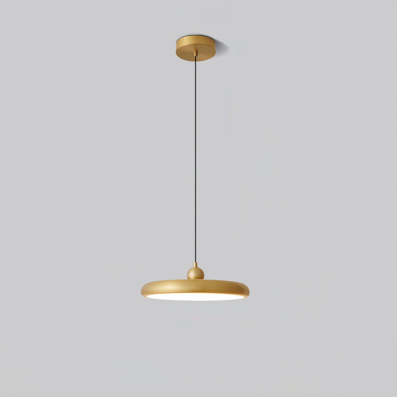 Modern Thin Disc LED Pendant Light Slim Brass Acrylic Minimalist Hanging Lamp