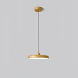 Modern Thin Disc LED Pendant Light Slim Brass Acrylic Minimalist Hanging Lamp
