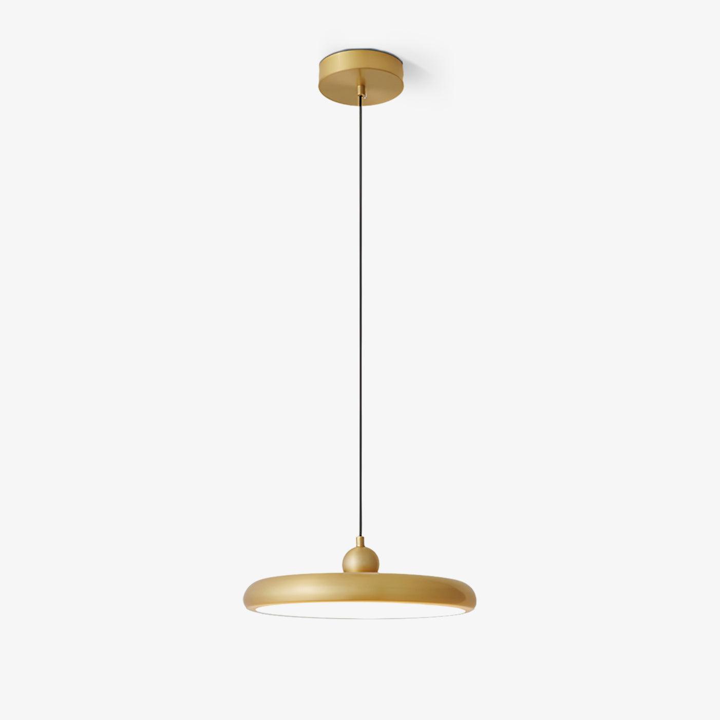 Modern Thin Disc LED Pendant Light Slim Brass Acrylic Minimalist Hanging Lamp