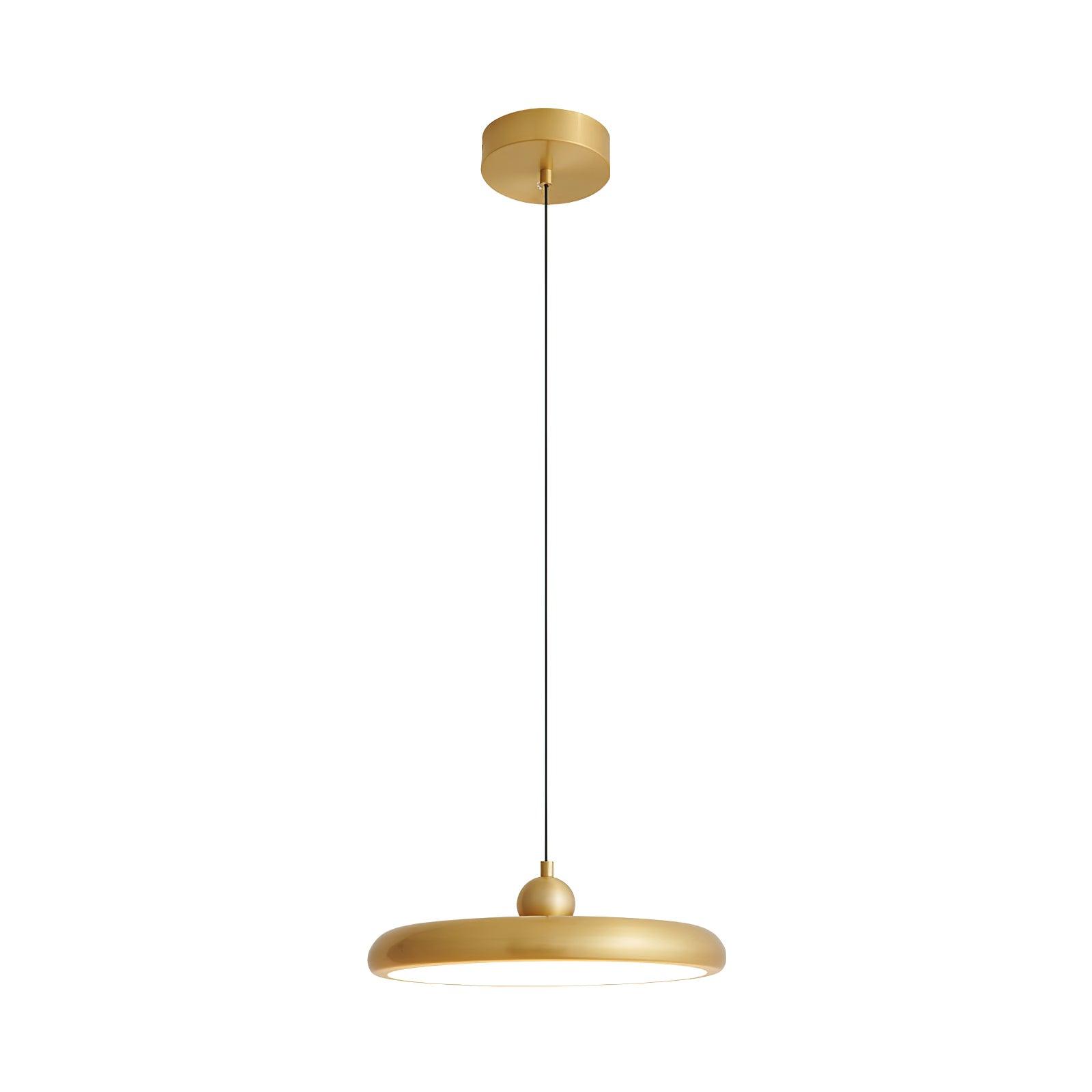 Modern Thin Disc LED Pendant Light Slim Brass Acrylic Minimalist Hanging Lamp
