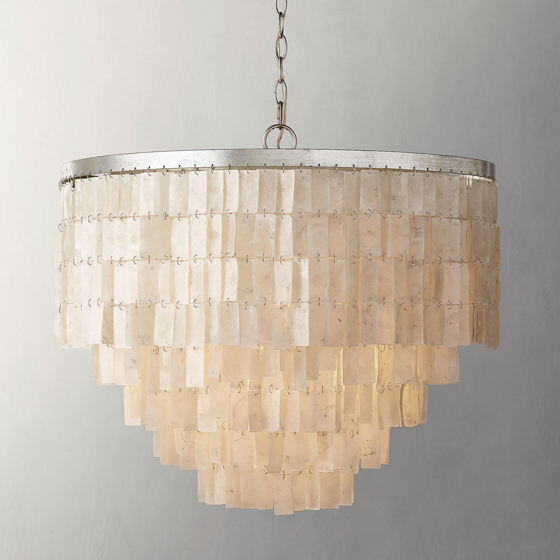 Modern Tiered Capiz Shell Chandelier Pendant Light Fixture for Indoor Decor