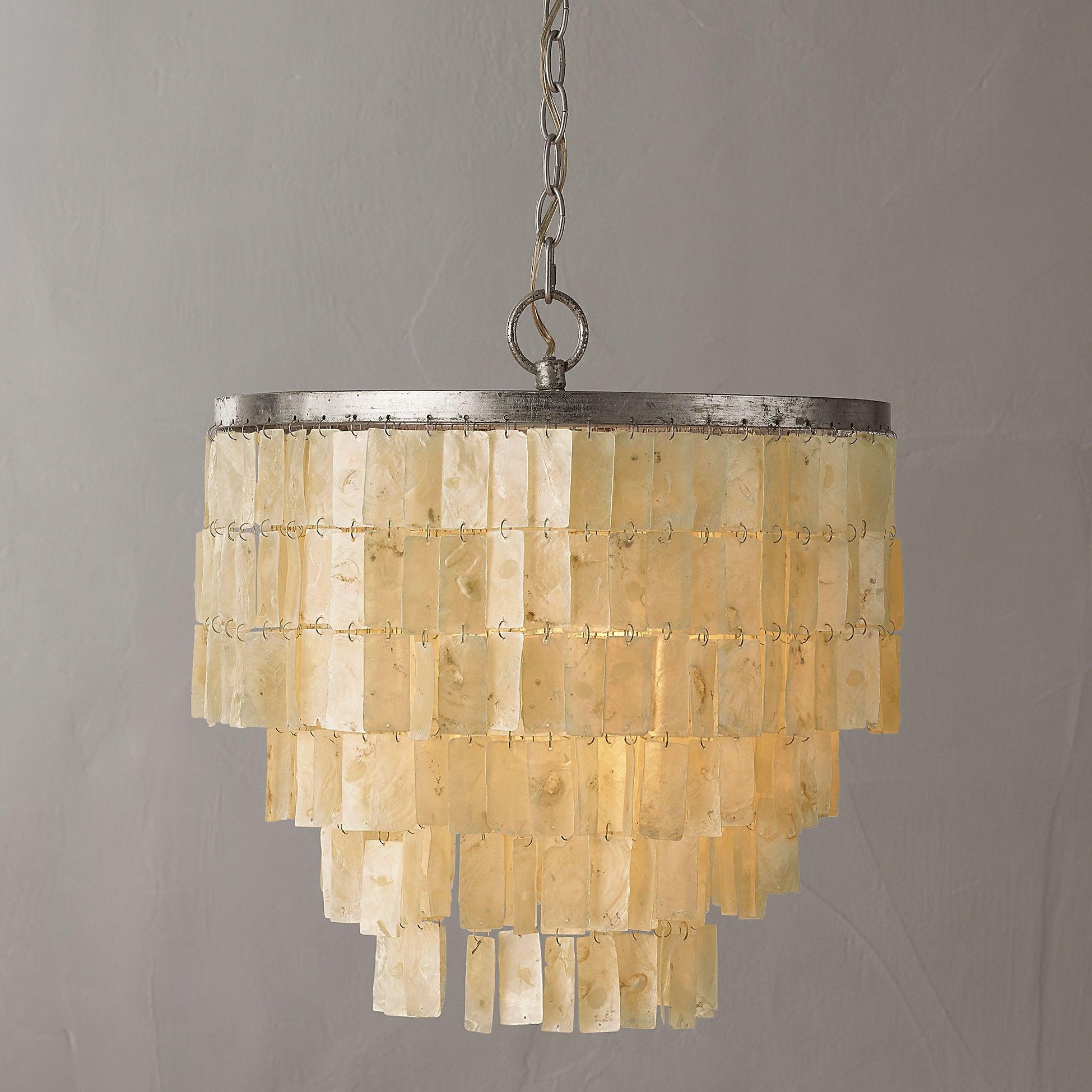 Modern Tiered Capiz Shell Chandelier Pendant Light Fixture for Indoor Decor