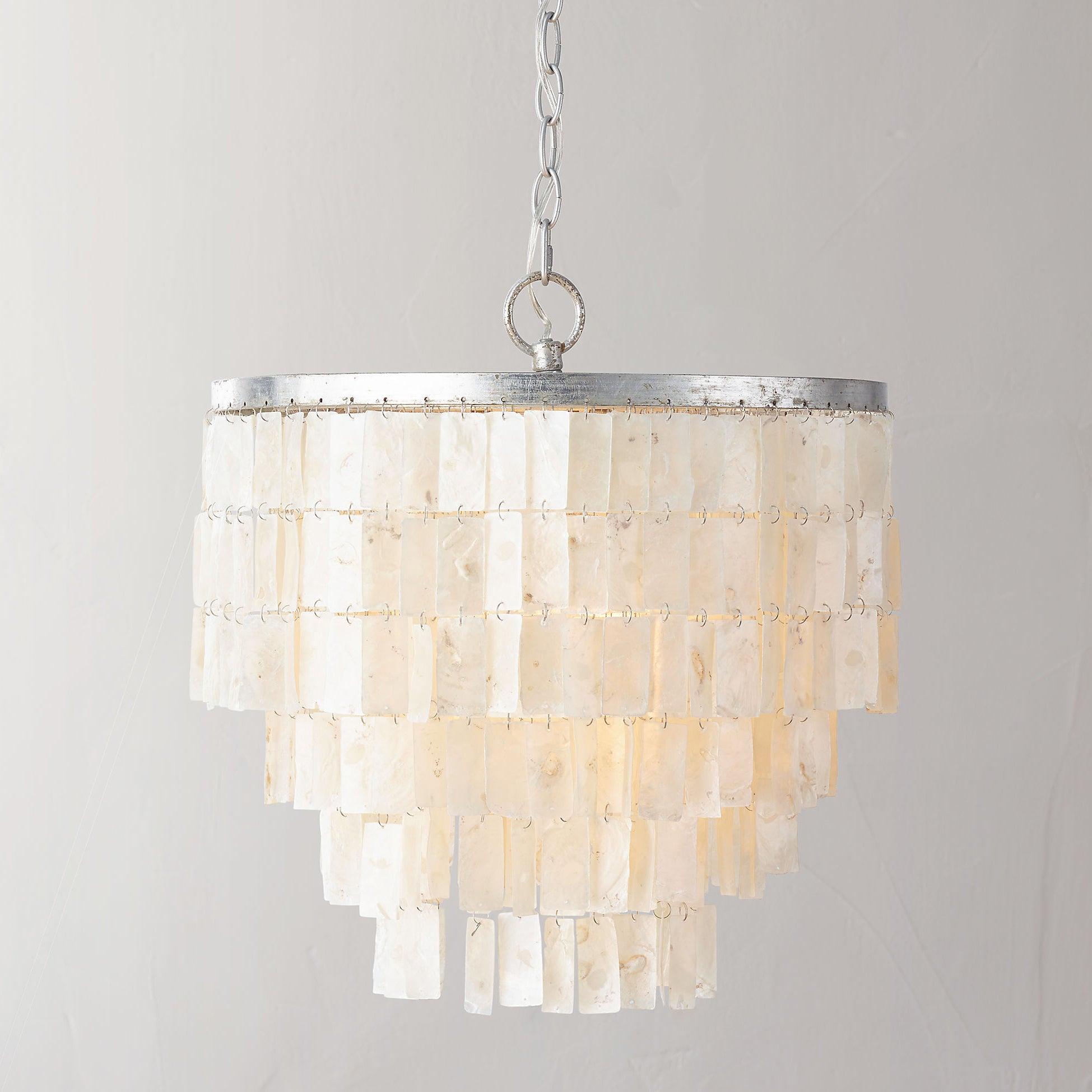Modern Tiered Capiz Shell Chandelier Pendant Light Fixture for Indoor Decor