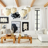 Modern Tiered Capiz Shell Chandelier Pendant Light Fixture for Indoor Decor