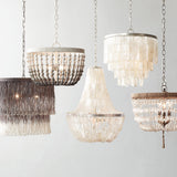 Modern Tiered Capiz Shell Chandelier Pendant Light Fixture for Indoor Decor