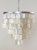 Modern Tiered Capiz Shell Chandelier Pendant Light Fixture for Indoor Decor