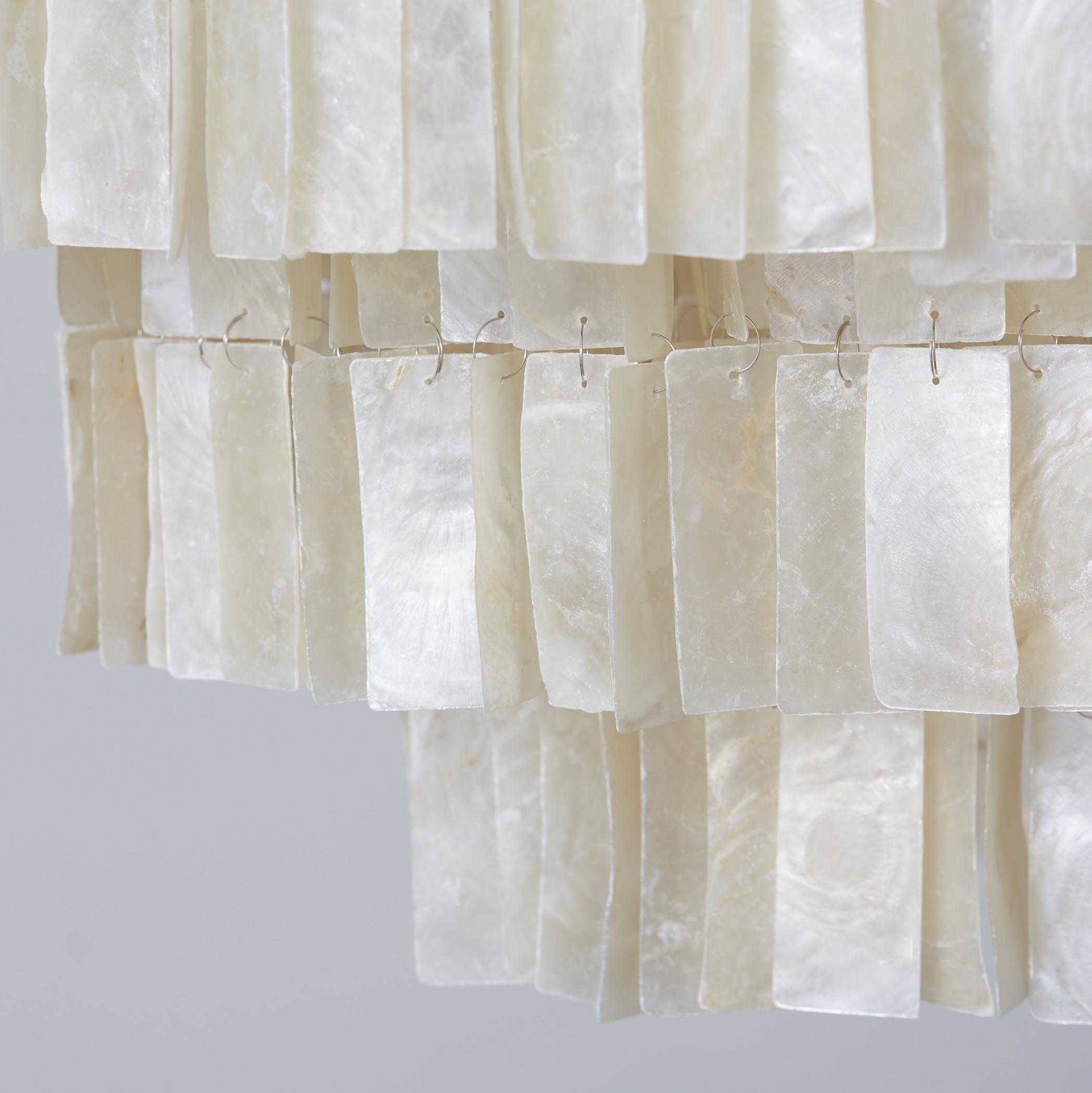 Modern Tiered Capiz Shell Chandelier Pendant Light Fixture for Indoor Decor