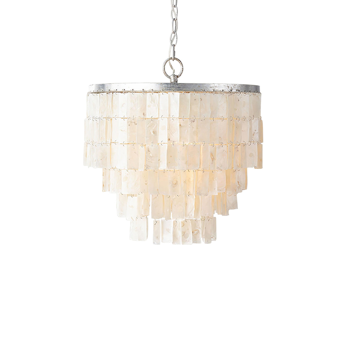 Modern Tiered Capiz Shell Chandelier Pendant Light Fixture for Indoor Decor