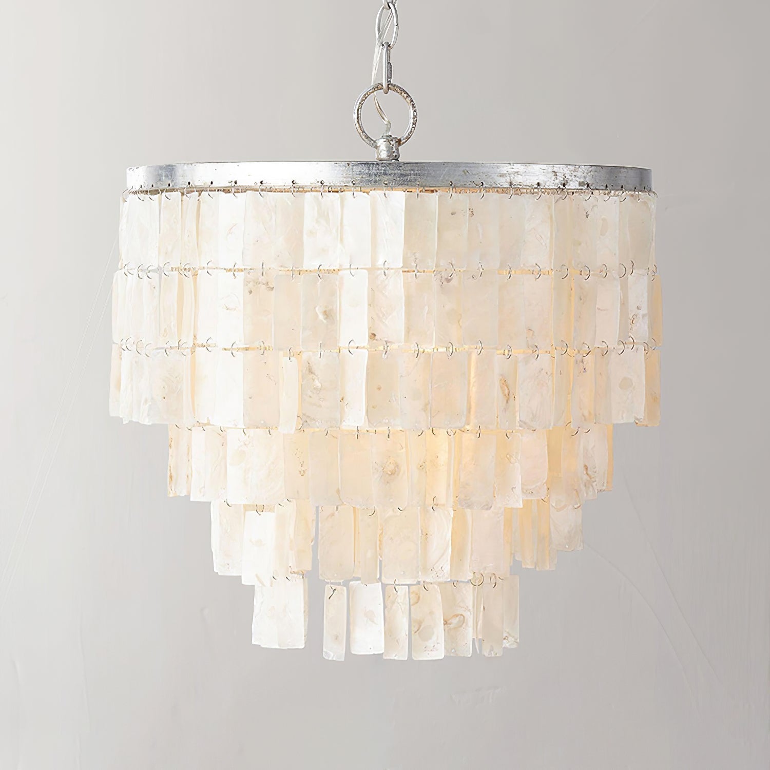 Modern Tiered Capiz Shell Chandelier Pendant Light Fixture for Indoor Decor