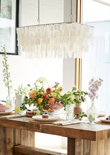 Modern Tiered Capiz Shell Chandelier Pendant Light Fixture for Indoor Decor
