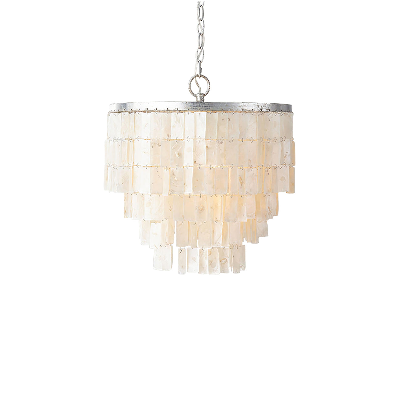 Modern Tiered Capiz Shell Chandelier Pendant Light Fixture for Indoor Decor