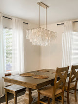 Modern Tiered Capiz Shell Chandelier Pendant Light Fixture for Indoor Decor