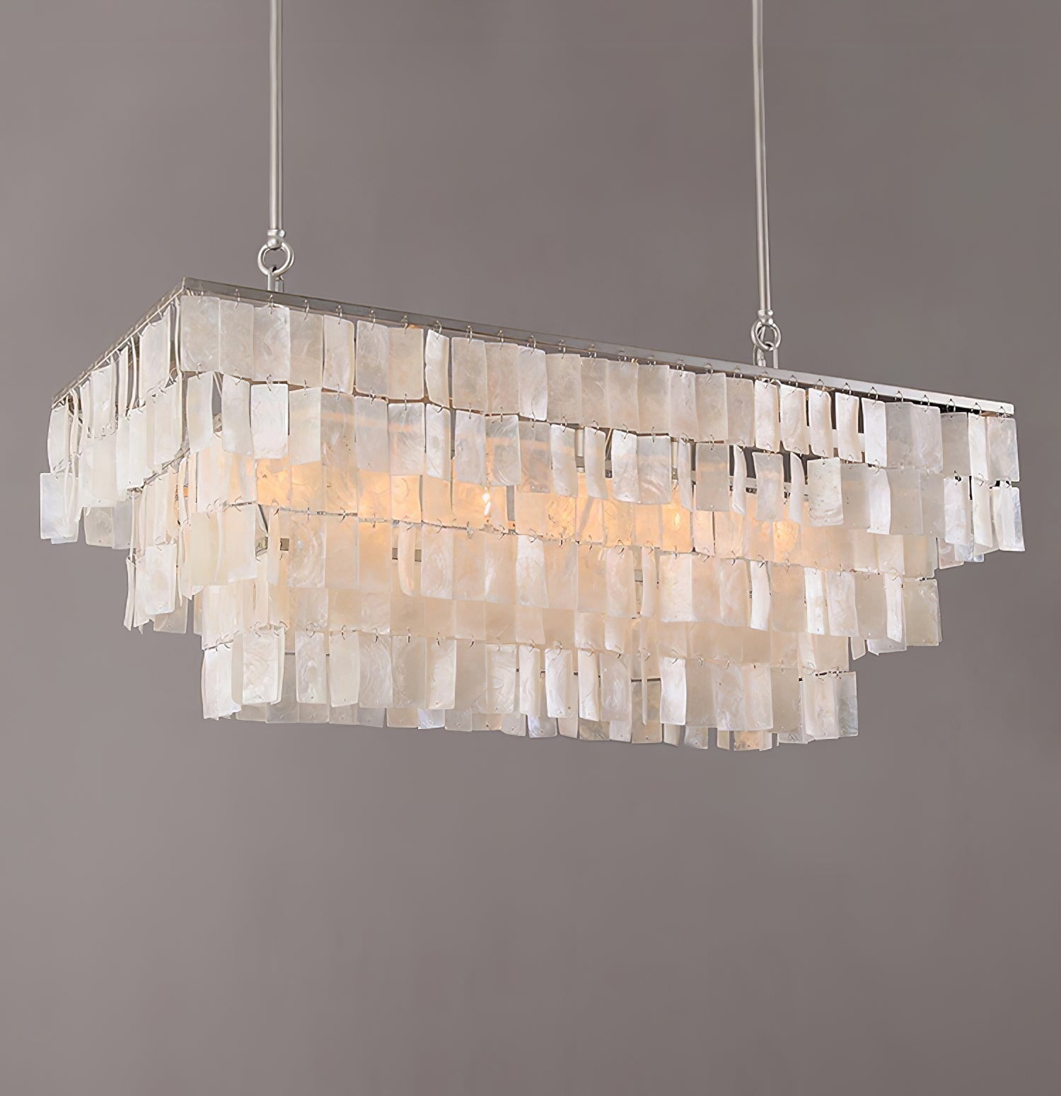 Modern Tiered Capiz Shell Chandelier Pendant Light Fixture for Indoor Decor