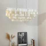 Modern Tiered Capiz Shell Chandelier Pendant Light Fixture for Indoor Decor
