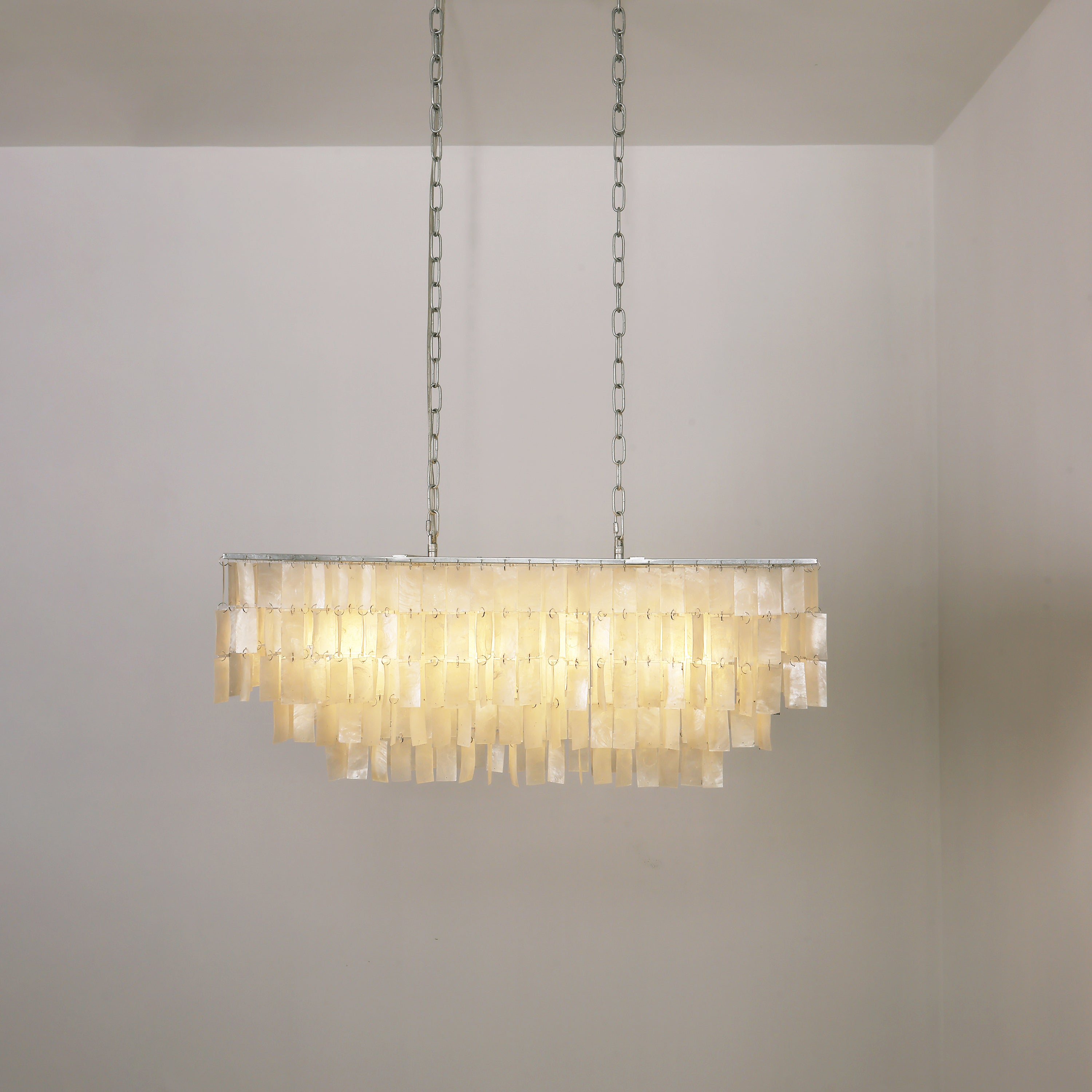 Modern Tiered Capiz Shell Chandelier Pendant Light Fixture for Indoor Decor