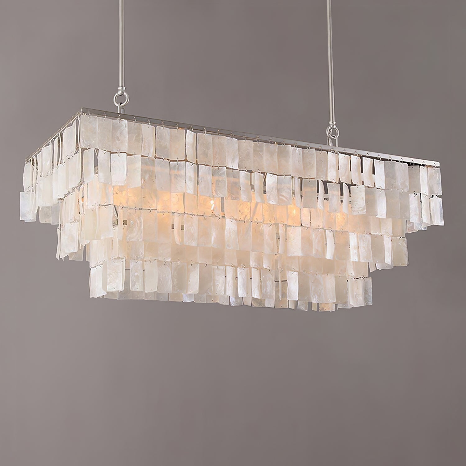 Modern Tiered Capiz Shell Chandelier Pendant Light Fixture for Indoor Decor