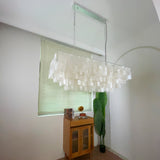 Modern Tiered Capiz Shell Chandelier Pendant Light Fixture for Indoor Decor
