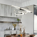 Modern Tiered LED Ring Chandelier in Polished Chrome Finish for Living and Dining Room