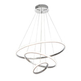 Modern Tiered LED Ring Chandelier in Polished Chrome Finish for Living and Dining Room