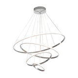 Modern Tiered LED Ring Chandelier in Polished Chrome Finish for Living and Dining Room