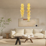 Modern Tiered Mulberry Silk Pendant Light Minimalist Tower Design for Interior