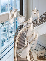 Modern Tiered Palmette Acrylic Chandelier with Ribbed Leaf Design and Chrome Finish
