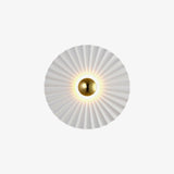Modern Tinsley Pleated Ceramic Wall Sconce Glossy White and Gold Flush Mount Light for Living Room