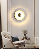 Modern Tinsley Pleated Ceramic Wall Sconce Glossy White and Gold Flush Mount Light for Living Room