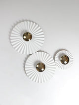 Modern Tinsley Pleated Ceramic Wall Sconce Glossy White and Gold Flush Mount Light for Living Room