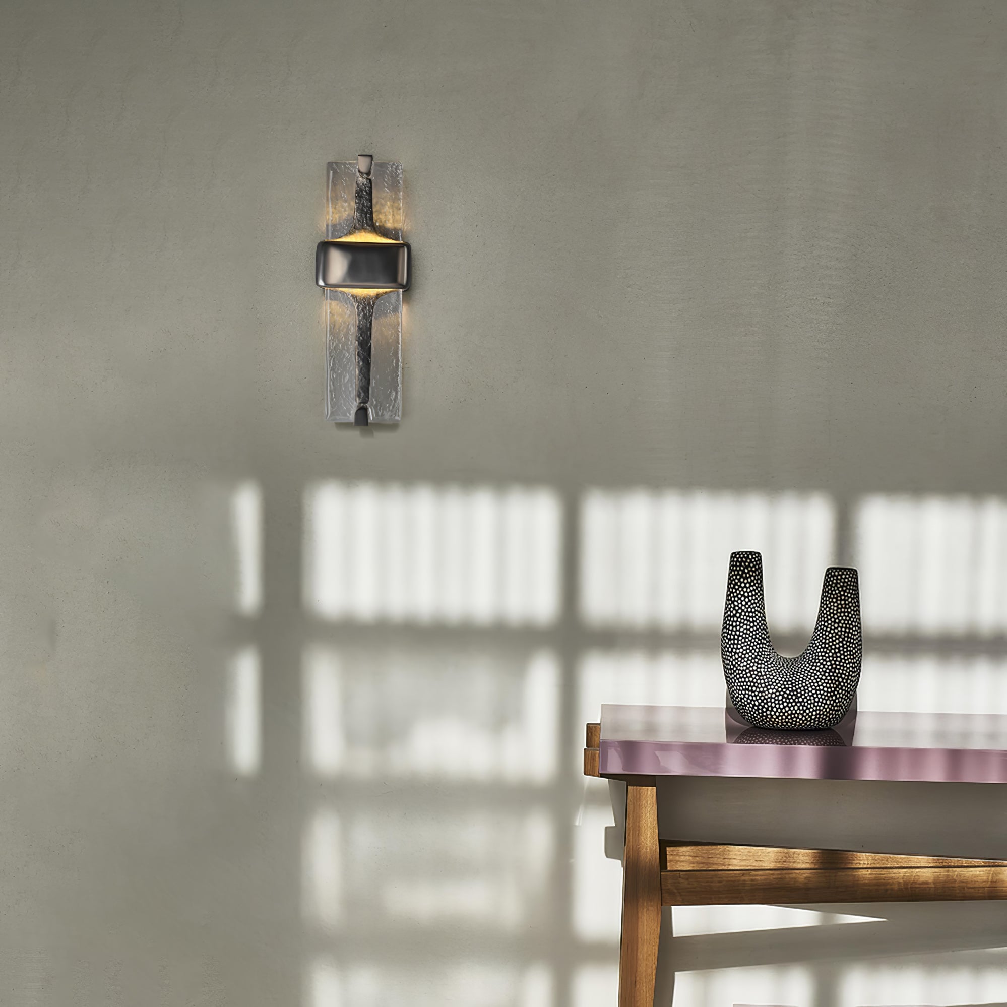 Modern Torch Wall Sconce with Handcrafted Textured Glass and Integrated LED Lighting
