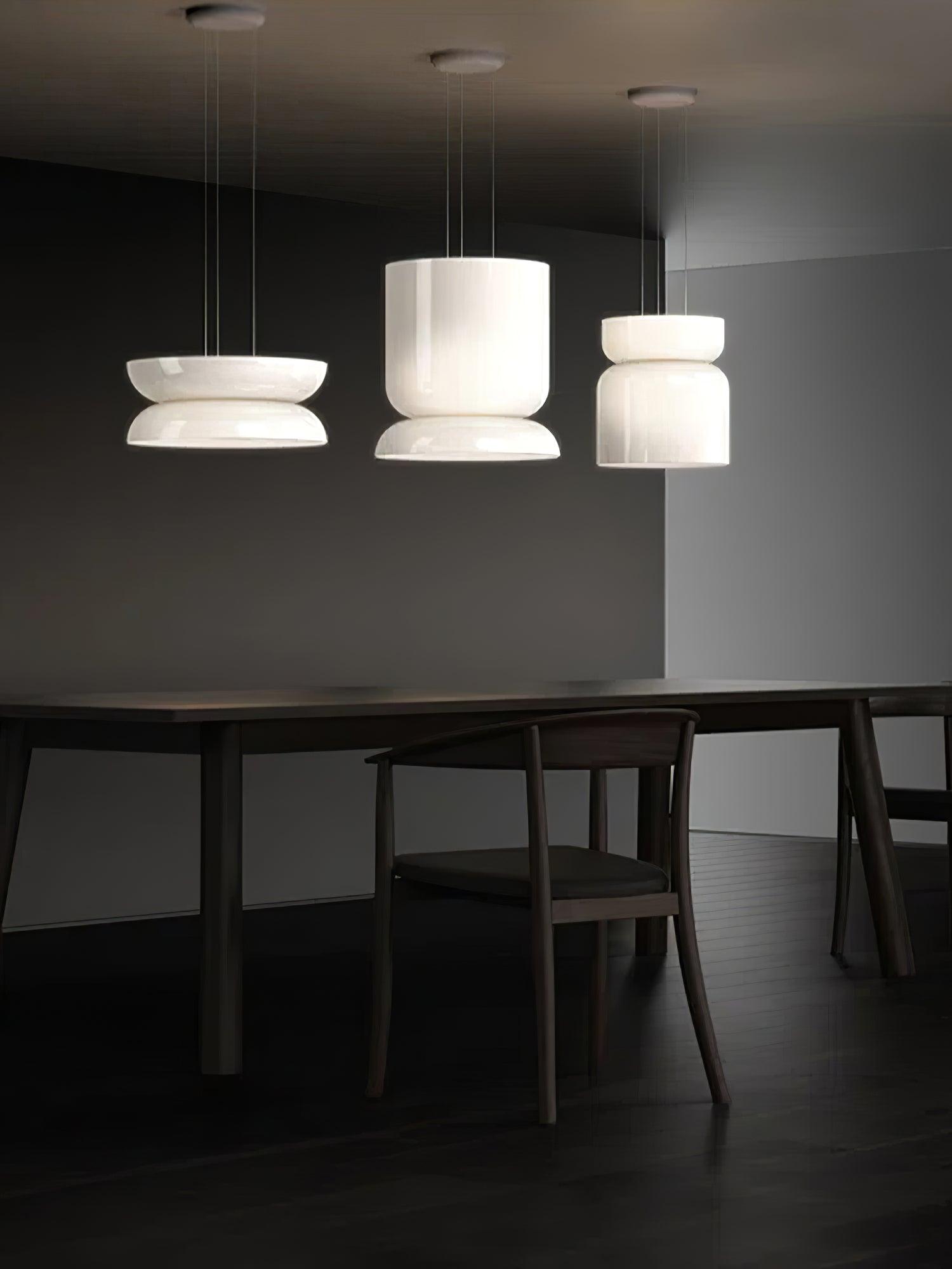 Modern Totem LED Blown Glass Pendant Lamp Geometric White Modular Hanging Fixture
